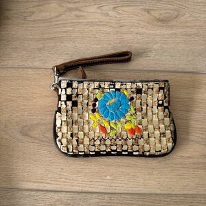 Consuela Cork Embroidered Wristlet